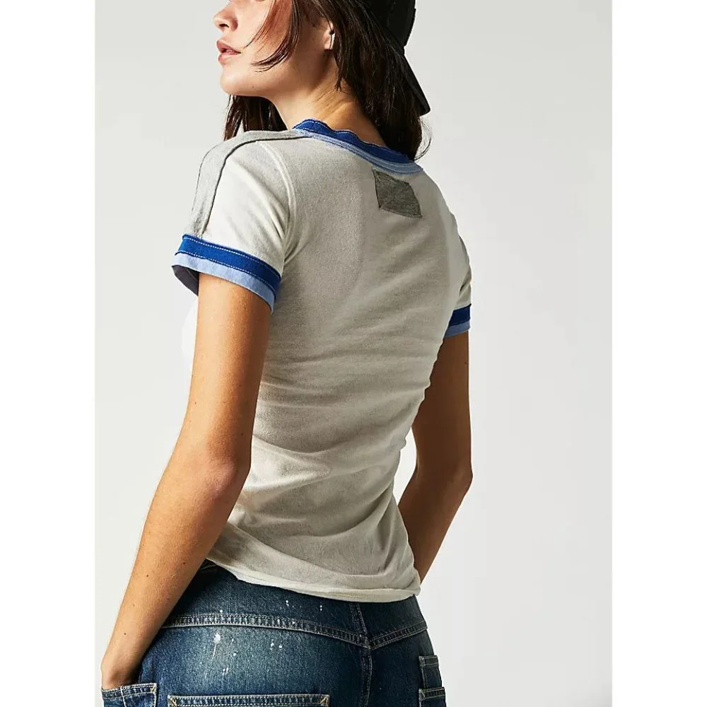 FREE PEOPLE Sporty Mix Tee / Nilla Cream - Picture 2 of 11
